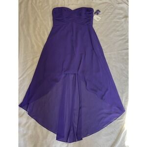David's Bridal Strapless High Lo Purple Dress Size 12